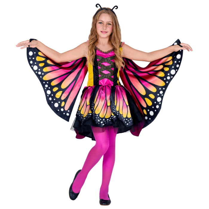 Pink sommerfugl kostume til børn - 3 dele