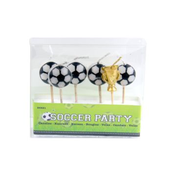 Fodbold fødselsdags lys 6x - 6x1,5 cm