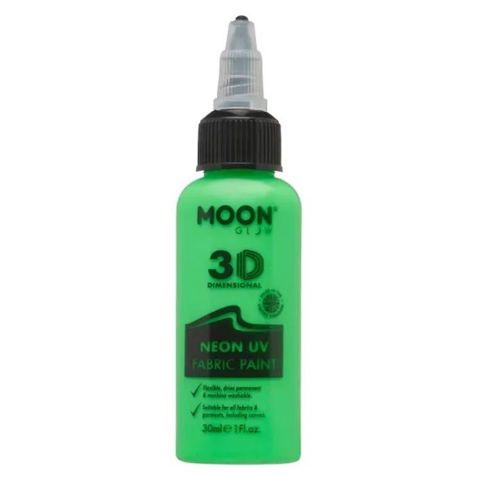 Neon UV Tekstilfarve Grøn 30 ml Moon Creations