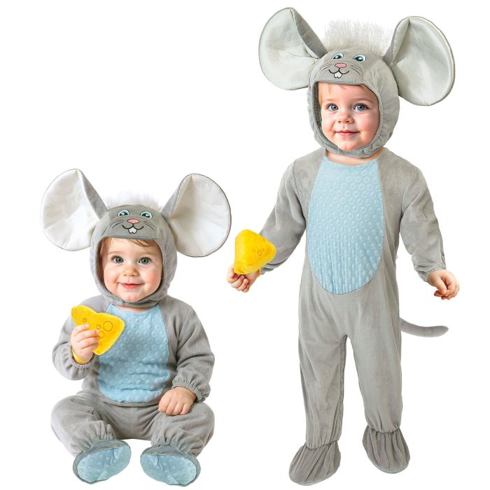 Musekostume til baby i grå