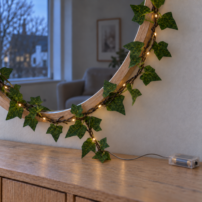 Efeuguirlande med 30 LED-lys 290 cm