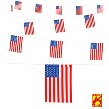 USA Flag Guirlande Amerikansk Flag - 6 m