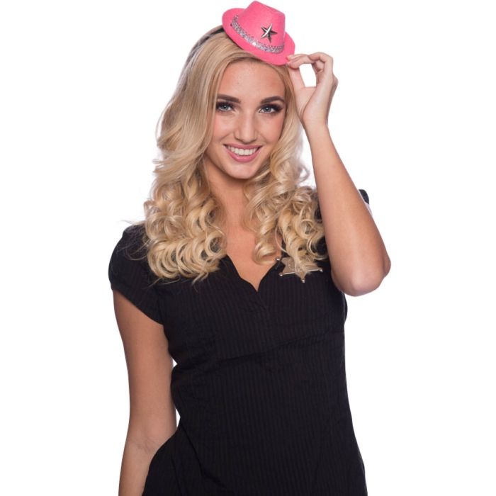Pink mini cowboy hat med stjerne - onesize