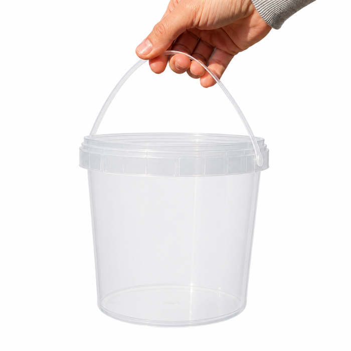 Plastspand til opbevaring med håndtag 1,1 L