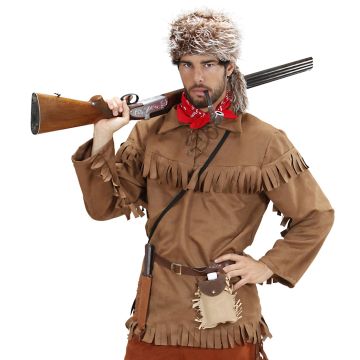Trapperkostume med frynsejakke og pelshue