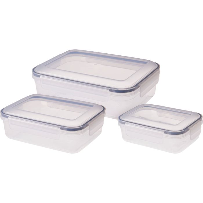 Opbevaringsbokse 3 stk. med silikonering 600-2000 ml