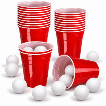 Beer pong sæt inkl 22 kopper og 15 bolde