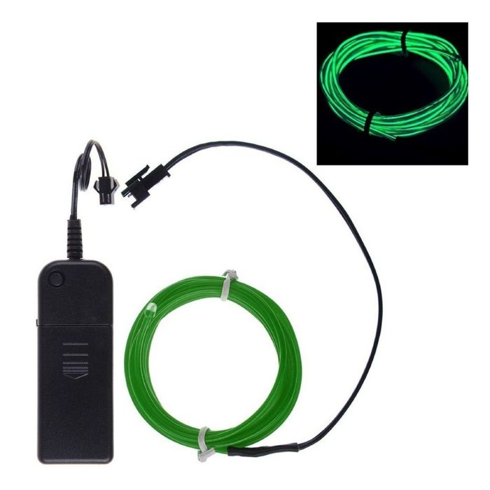 Neon grøn LED ledning - 3 m