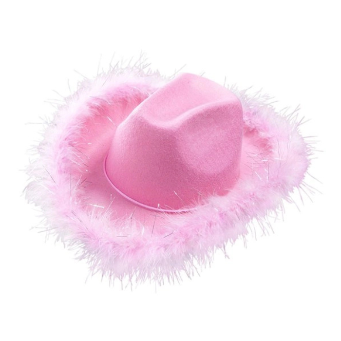Pink cowboy hat med plys