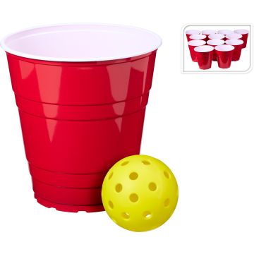 Havepongspil med 12 bægre og 2 bolde
