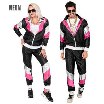 Sort Læderlook Retro Træningsdragt - 2 dele