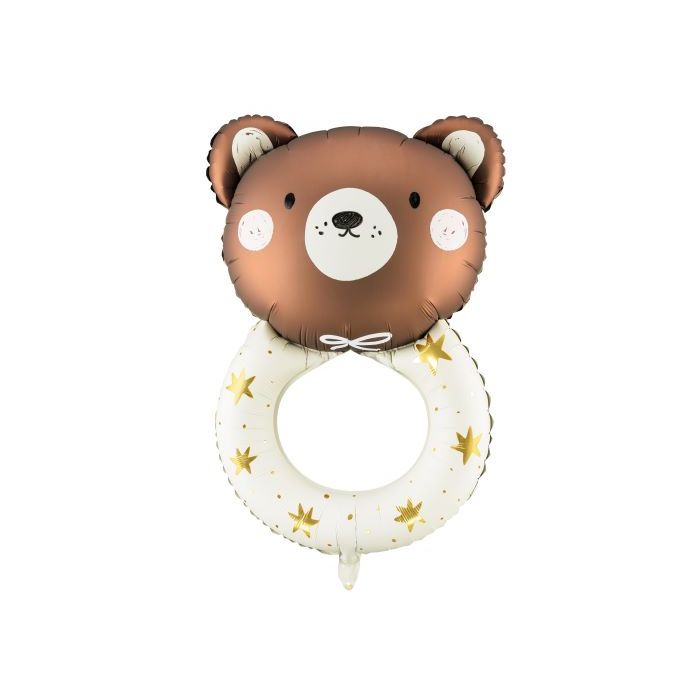 Bamse baby rangle folieballon med guld stjerne - 88x61 cm
