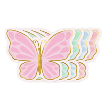Sommerfugl servietter flere farver - 16x12 cm