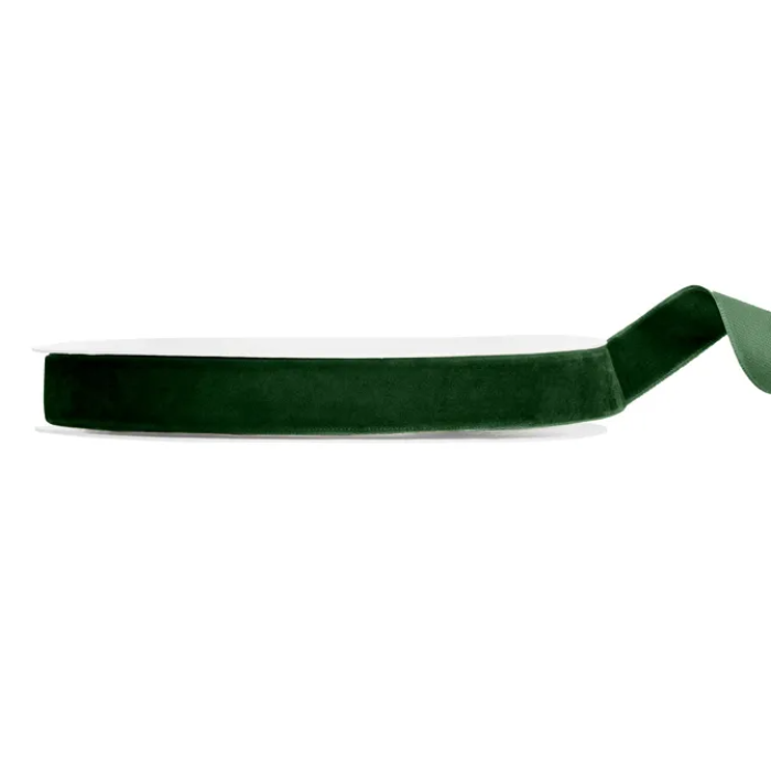 Mørkegrøn velour bånd 15 mm / 10 m