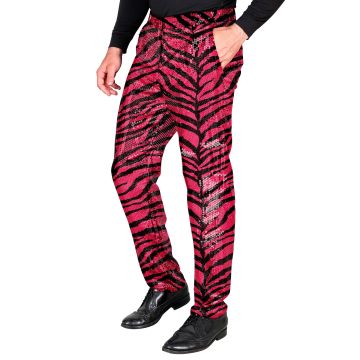 Zebra-paljetbukser til herre i pink