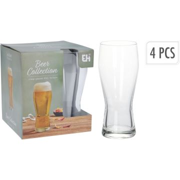 Ølglas uden stilk i klart glas, 4 stk., 40 cl