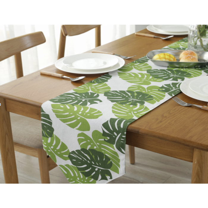 Bordløber med monstera blade - 30x183 cm