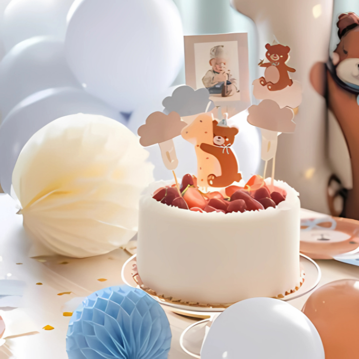Bamse kagelys 1 års - 7 cm