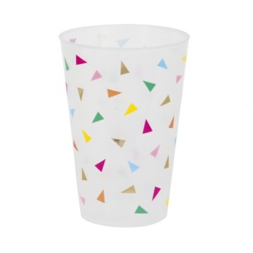 Genanvendeligt plastikkrus med trekantede flag 475ml 6x