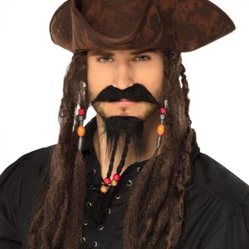 Pirat sæt m. skæg og moustache 