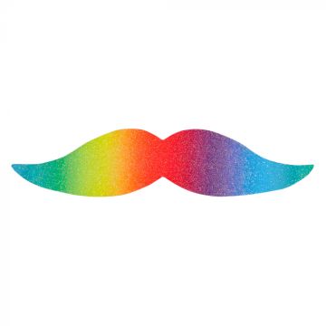 Regnbuge neon farvet moustache 6x