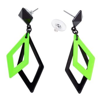 Neon 80'er øreringe grøn i ruder form