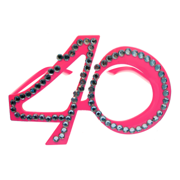 40 års briller pink med diamanter 