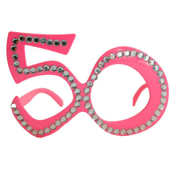 50 års briller pink med diamanter