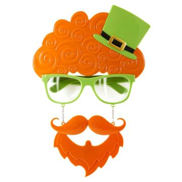 St. Patricks Day briller med skæg og top hat