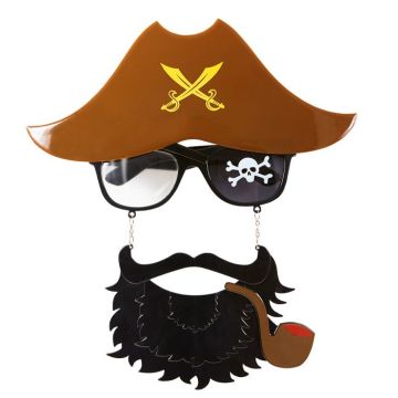 Pirat briller med skæg og kaptajn hat