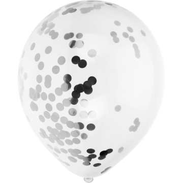 Ballon med sølv konfetti 8x - 30 cm