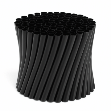 Sorte plastik sugerør ø8 mm 250x  - 15 cm