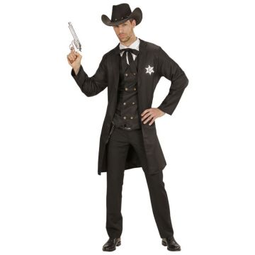 Cowboy sherif kostume med frakke - 4 dele
