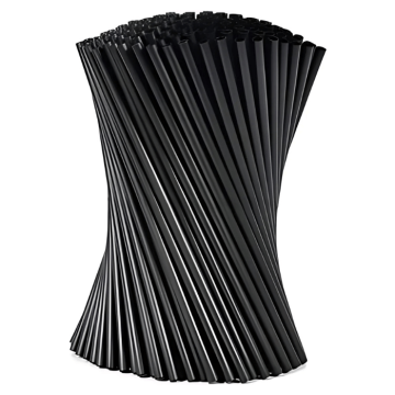 Sorte plastik sugerør ø6 mm 250x - 20 cm
