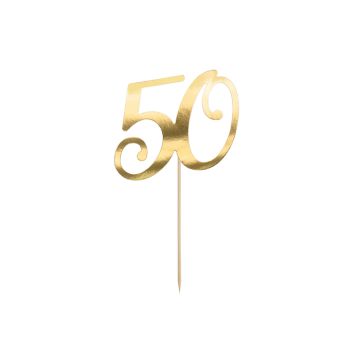 50 års kagedekoration guld - 20,5 cm 
