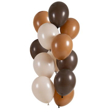 Brun nuancer ballon buket 12x - 33 cm