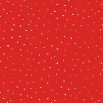 Julegavepapir rød med guldstjerner 70x200cm