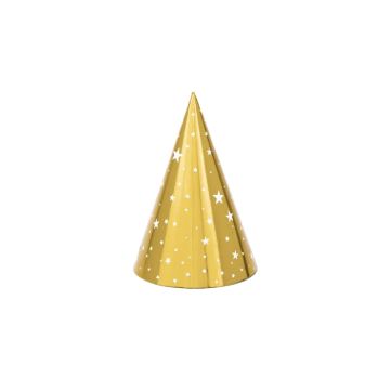 Festhatte med stjerner guld 6x - 16 cm