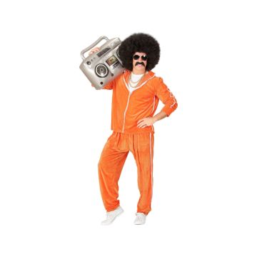 Orange 80'er joggingtøj kostume mænd