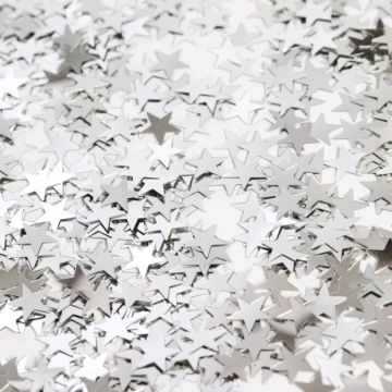Sølv stjerne bordkonfetti - 14 g