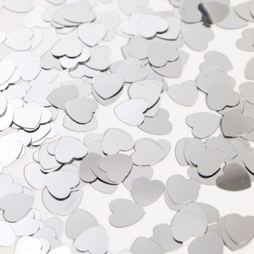 Sølv farvet hjerte bordkonfetti - 14 g