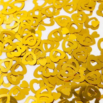 Guld udhulet hjerte bordkonfetti - 14 g