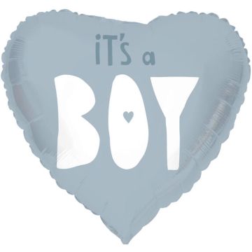 "It's A Boy" Hjerteformet Folie Ballon Blå - 45 cm