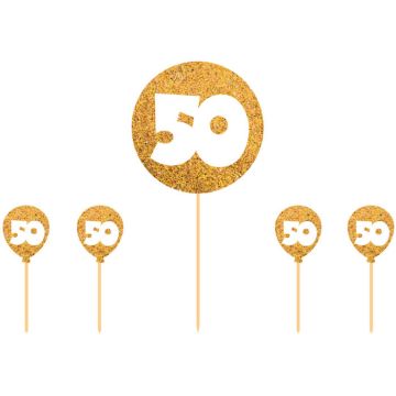 50 Års Kagedekoration Guld 5x