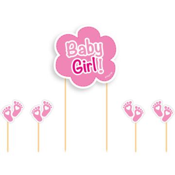 "Baby Girl" Kagedekoration Pink 5x