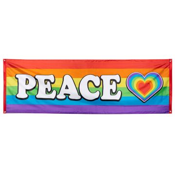 "Peace" regnbuefarvet banner - 74x220 cm