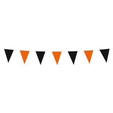 Sort og orange halloween flagguirlande - 3 m
