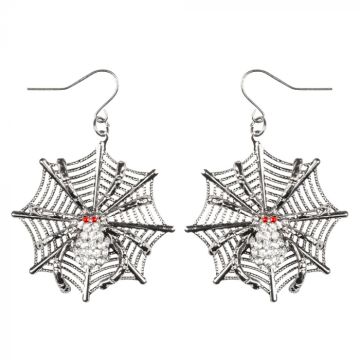 Øreringe edderkop spindelvæv i sølv