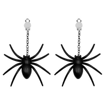 Halloween sort edderkop falske øreringe