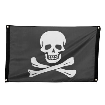 Sort pirat banner med dødningehoved - 90x60 cm
